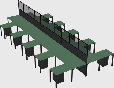Shared l-shape cubicle