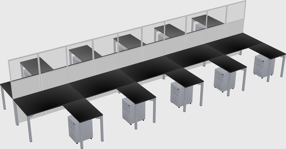 Shared l-shape cubicle
