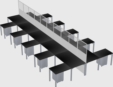 Shared l-shape cubicle