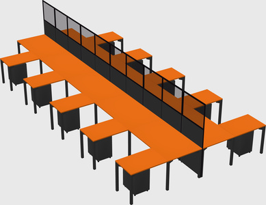 Shared l-shape cubicle