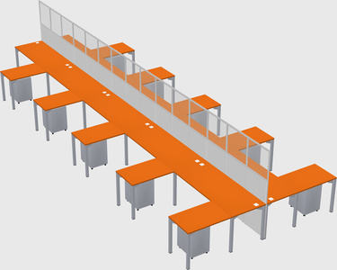 Shared l-shape cubicle
