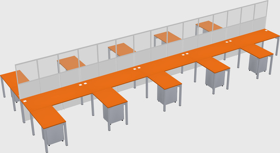 Shared l-shape cubicle