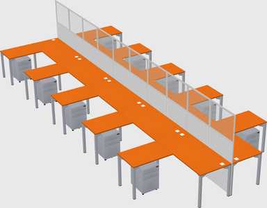 Shared l-shape cubicle