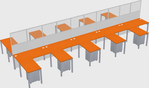 Shared l-shape cubicle