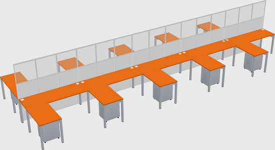Shared l-shape cubicle