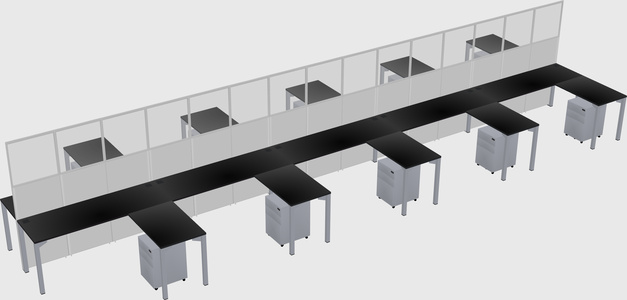 Shared l-shape cubicle