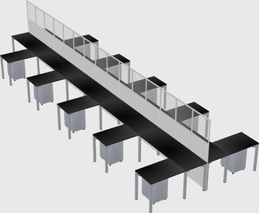 Shared l-shape cubicle