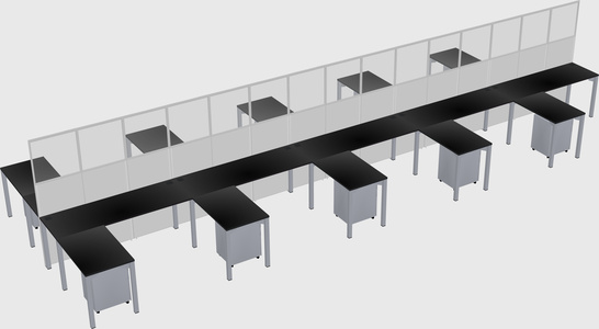 Shared l-shape cubicle