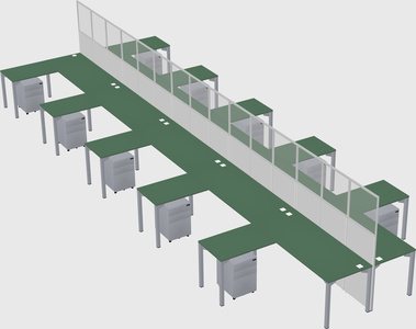 Shared l-shape cubicle