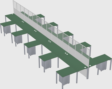 Shared l-shape cubicle