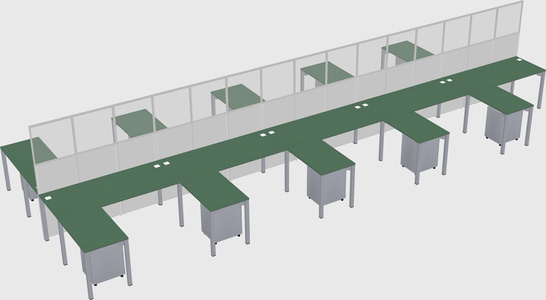 Shared l-shape cubicle