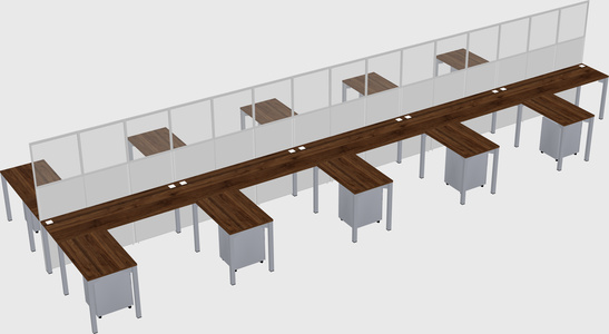 Shared l-shape cubicle