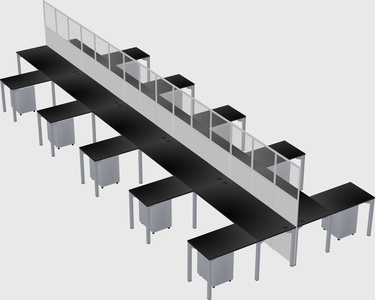 Shared l-shape cubicle