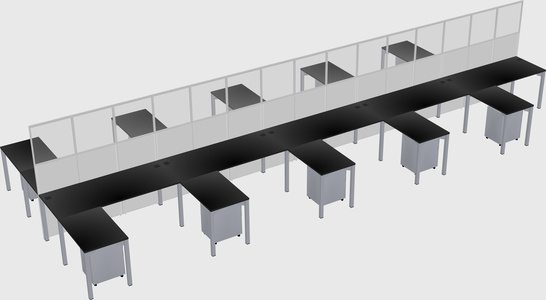 Shared l-shape cubicle