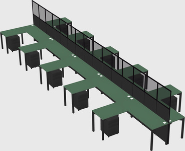Shared l-shape cubicle