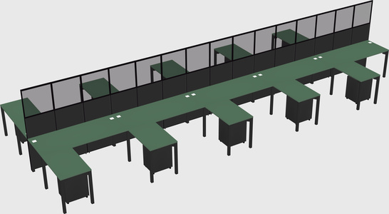 Shared l-shape cubicle