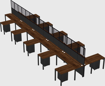 Shared l-shape cubicle