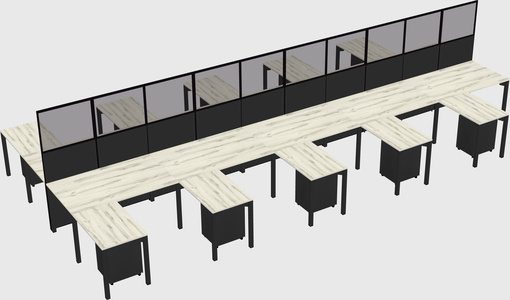 Shared l-shape cubicle