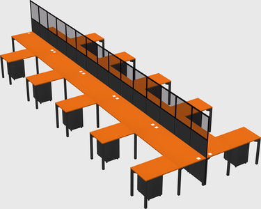 Shared l-shape cubicle