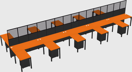 Shared l-shape cubicle
