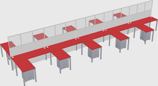 Shared l-shape cubicle