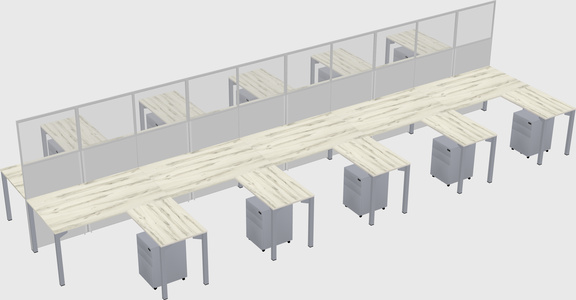 Shared l-shape cubicle