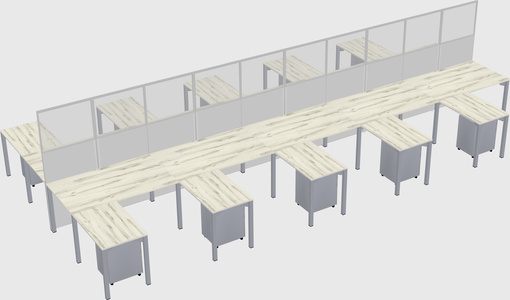 Shared l-shape cubicle