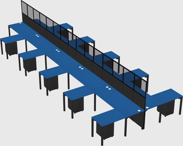 Shared l-shape cubicle
