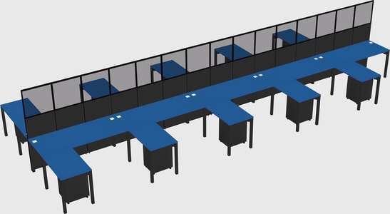 Shared l-shape cubicle