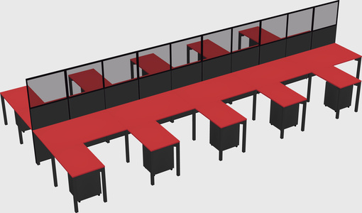 Shared l-shape cubicle