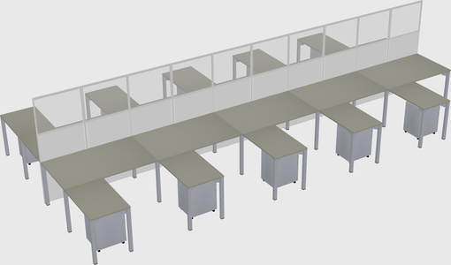 Shared l-shape cubicle