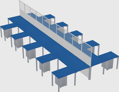 Shared l-shape cubicle