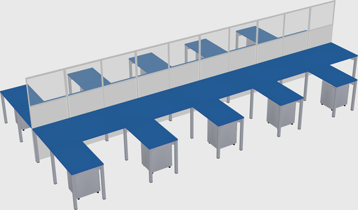 Shared l-shape cubicle