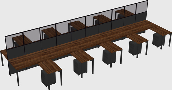 Shared l-shape cubicle