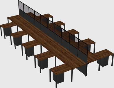 Shared l-shape cubicle