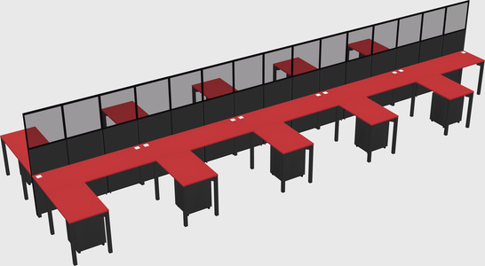Shared l-shape cubicle