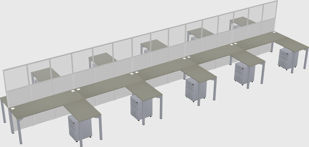 Shared l-shape cubicle