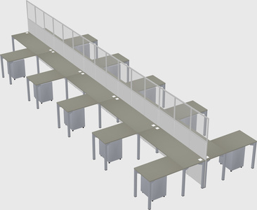 Shared l-shape cubicle