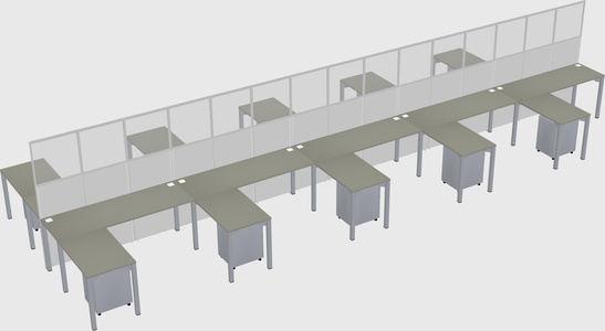 Shared l-shape cubicle