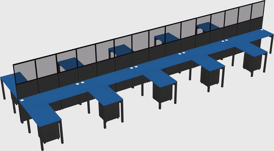 Shared l-shape cubicle