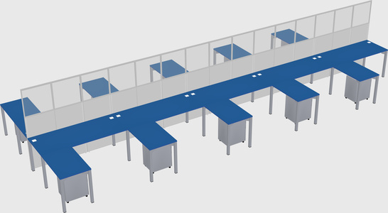 Shared l-shape cubicle