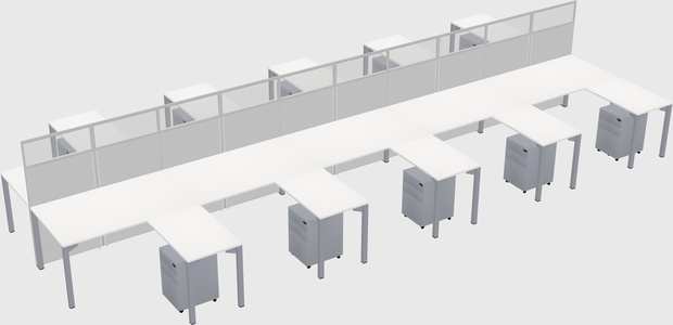 Shared l-shape cubicle