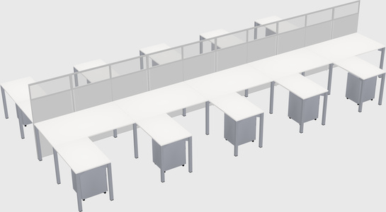 Shared l-shape cubicle