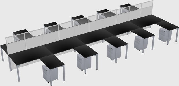 Shared l-shape cubicle