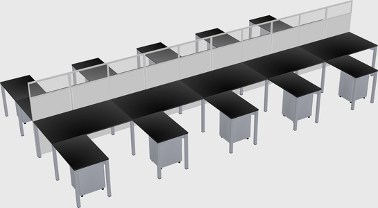 Shared l-shape cubicle