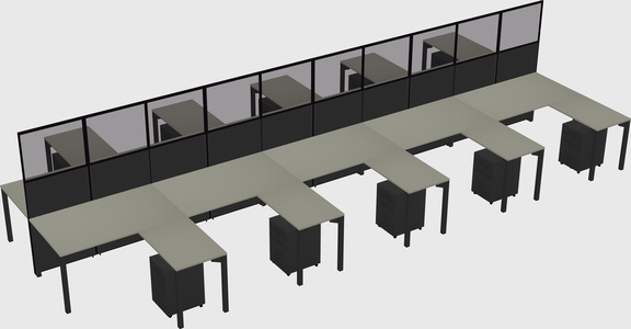 Shared l-shape cubicle