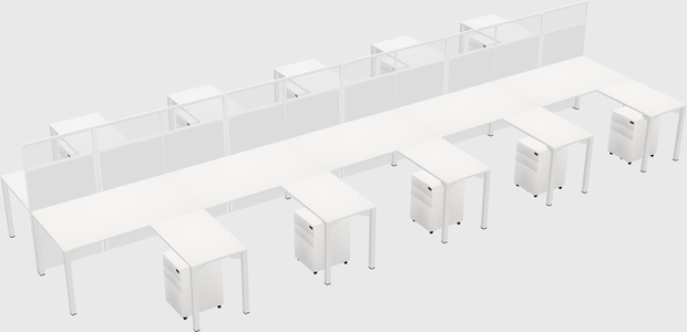 Shared l-shape cubicle