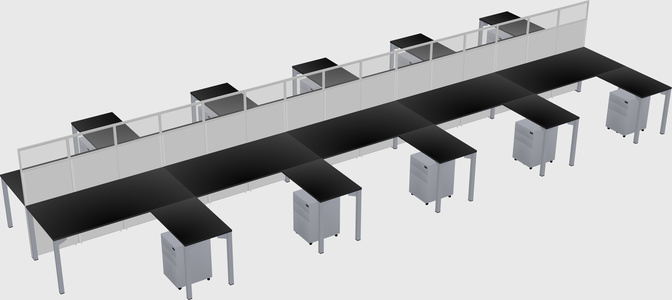 Shared l-shape cubicle