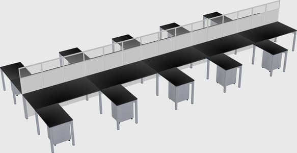 Shared l-shape cubicle