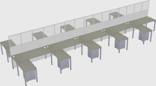 Shared l-shape cubicle